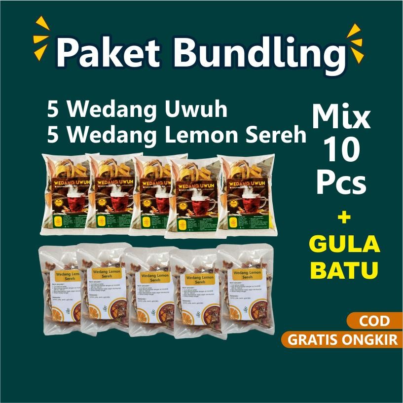

Paket Bundling 10 Pcs Wedang Uwuh Plus Wedang Lemon Sereh Menyehatkan Khas Jogja Herbal Alami dengan Rempah-rempah Lengkap Gula Batu rimpang jsr Tea Daun teh sehat Minuman
