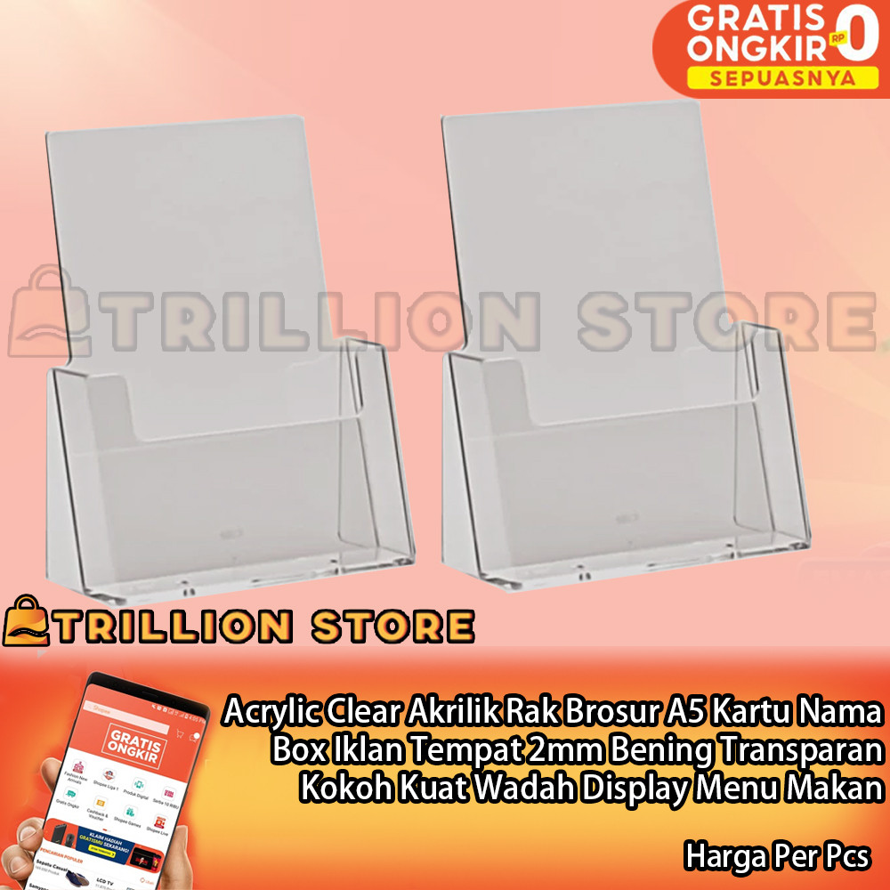 

Acrylic Clear Akrilik Rak Brosur A5 Kartu Nama Box Iklan Tempat 2mm Bening Transparan Kokoh Kuat Wadah Display Menu Makan Meja Cafe Kafe Restoran Resto Bok Kaca Plexiglass Plastik Polimer Pelastik Kantor Sekolah Admin Multifungsi Pajangan