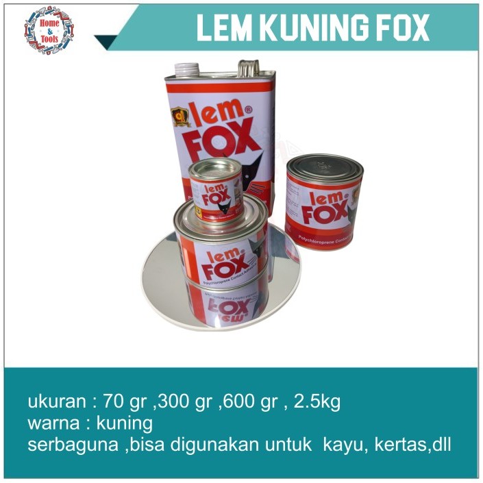 Lem Kuning Fox / Lem Kayu / Lem Kuning Kaleng / Lem Serbaguna