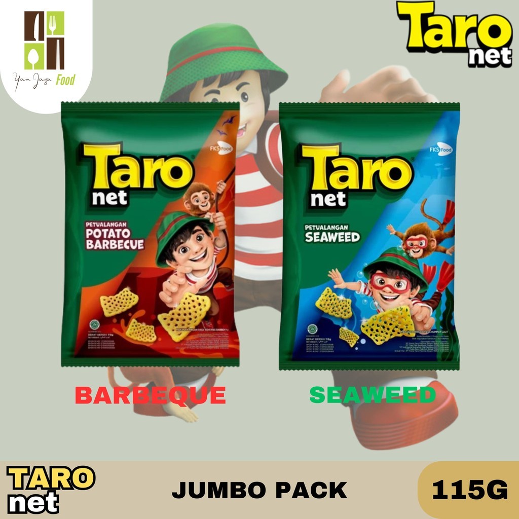 

Taro net / Taronet / Cemilan / Snack Kentang / Rasa Potato BBQ / Seaweed / Rumput Laut Jumbo Pack 115g