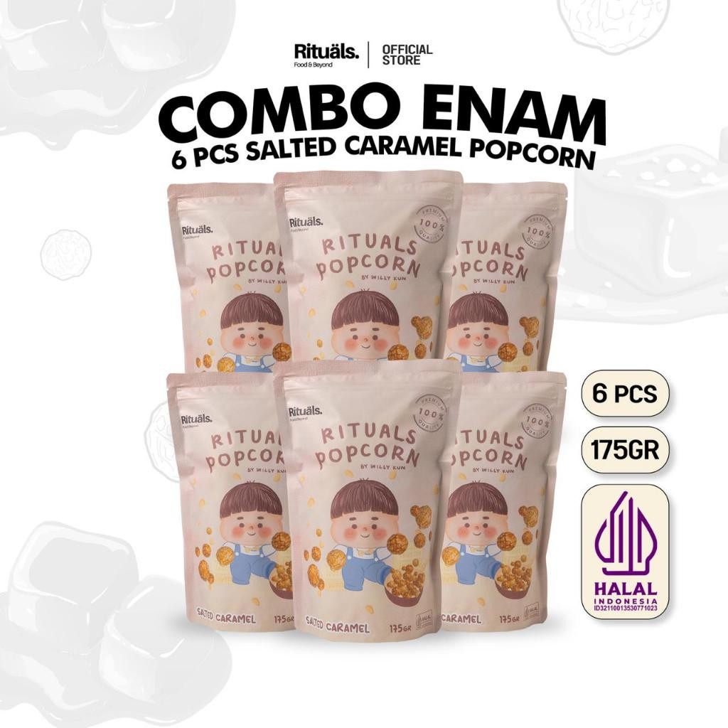 

Rituals Food [Combo Enam] 6 Bungkus Salted Caramel Popcorn 175gr Ukuran Large - Snack Jagung Cemilan Crispy