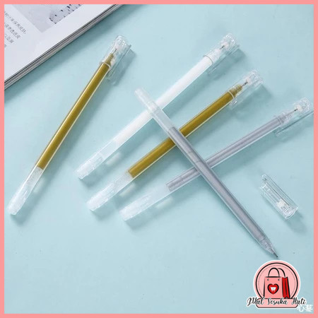 

Pena Glitter Gel Metalik 0.9mm Emas Silver Putih Pulpen Warna Warni Gold Colour Gel Pen Tinta Metallic Ballpoint Craftwork Scrapbook Y3436