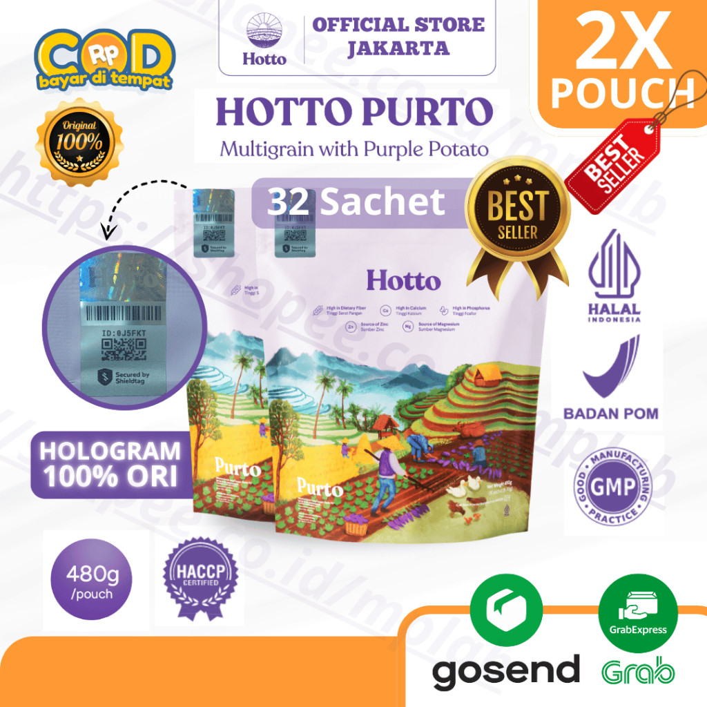 

Hotto Purto Official Shop 2 POUCH 32 Sachet - Sereal Oat Nutrisi Tinggi (Most Saving)