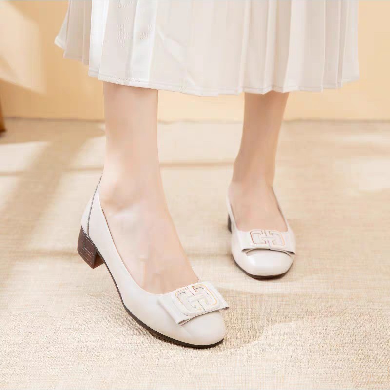 Sepatu Flat Shoes Wanita Hak Sepatu Bahan Jelly Mules Hak Tahu Sepatu Kerja  TG1597