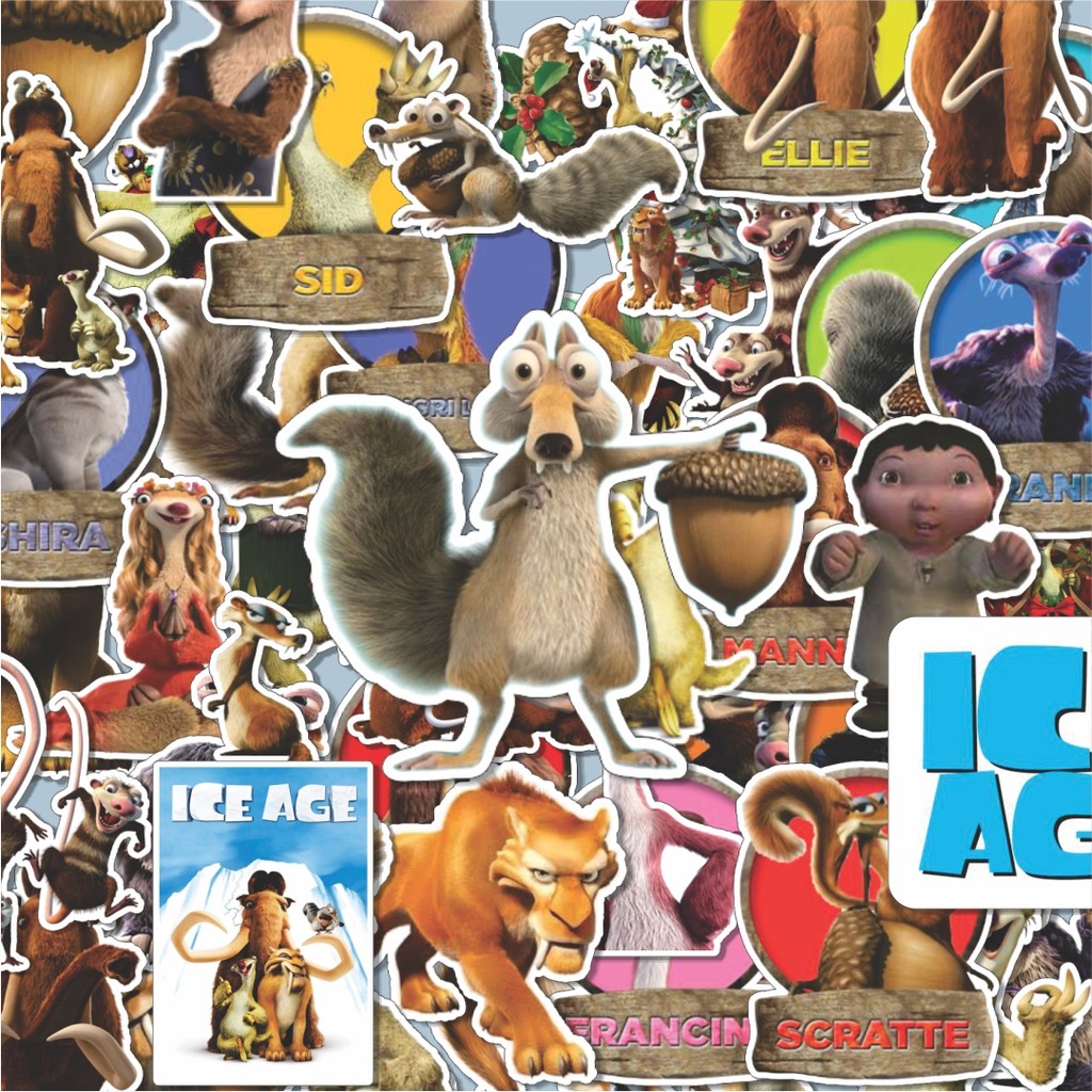

100PCS Lucu Stiker Kartun Ice Age Stiker Aesthetic Stiker Anti Air Stikers Berperekat Waterproof sticker decal buat Motor Helm Buku Journal Koper Casing HP Laptop Botol Minum Hadiah anak
