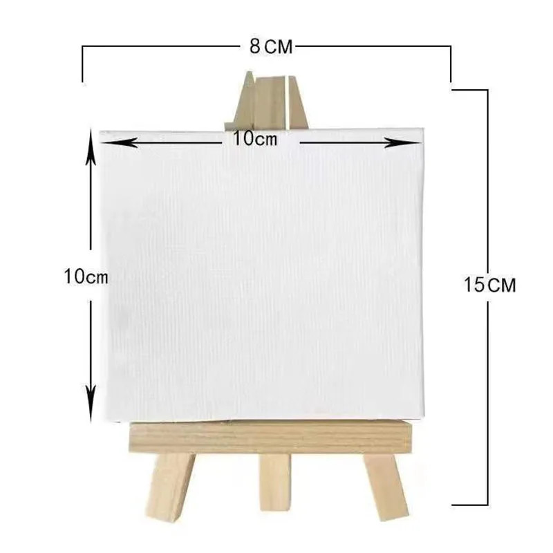 

12pcs Artists 5 inch Mini Easel +3 inchx3 inch Mini Canvas Set Painting Kids Craft DIY Drawing Small Table Easel for School