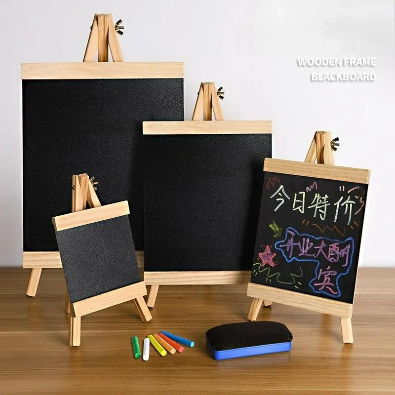 

Mini Blackboard Desktop 1/3/5 Blackboard Pine Frame Desktop Blackboard with Easel for Drawing Bulletin Boards