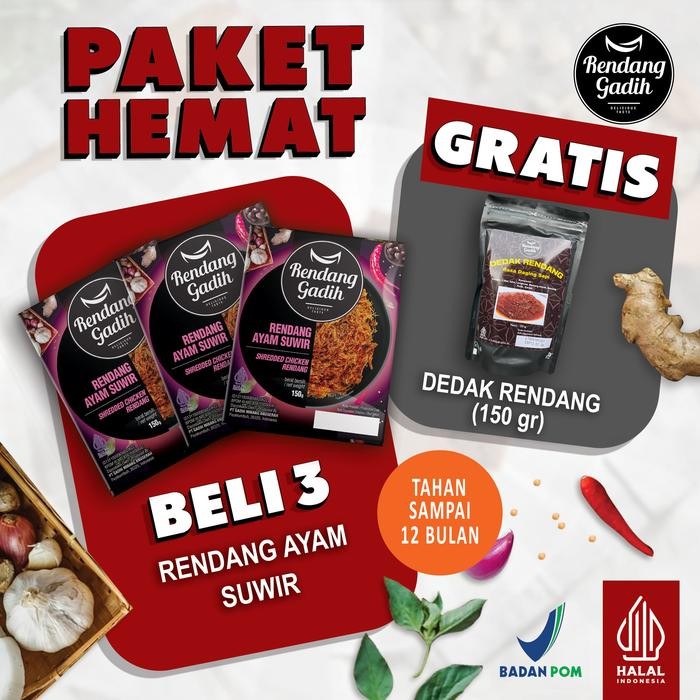 

Rendang Gadih - Paket 3 pcs Rendang Ayam Suwir @ 150 g