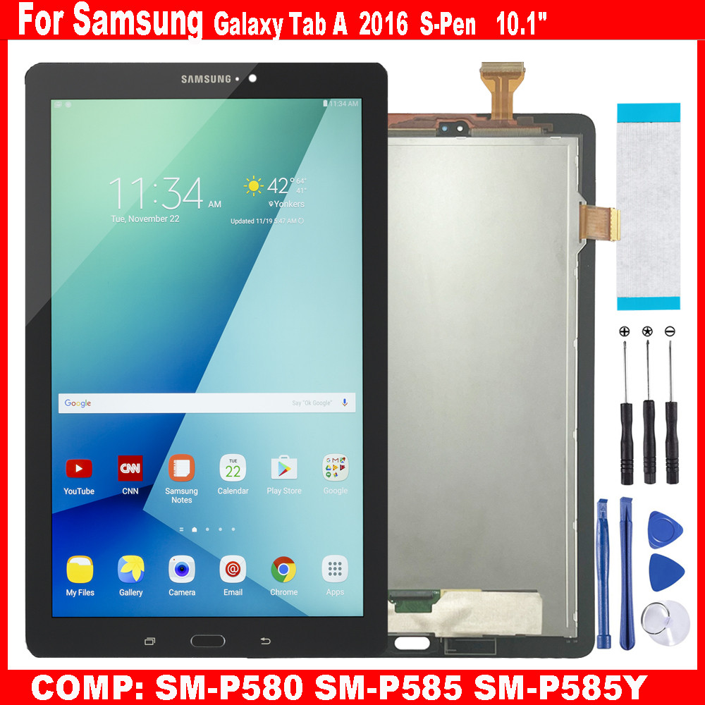 For Samsung Galaxy Tab A 10.1 2016 S-Pen SM-P580 SM-P585 SM-P585Y P580 LCD Display Touch Screen Digi