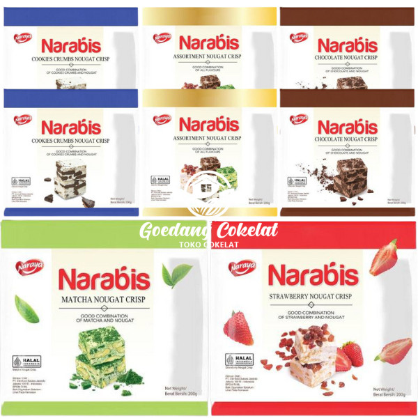 

Naraya NARABIS Chocolate Strawberry Matcha Cookies Cream Assortment Nougat Crisp 200g Jastip by mosa