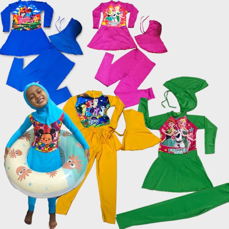 baju renang muslim anak TK / SD karakter- Baju Renang Muslimah