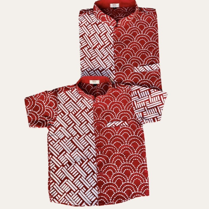 ✨LARIS✨ -Kemeja batik ayah Anak Hijau Sage pastel - Biru Muda, S anak