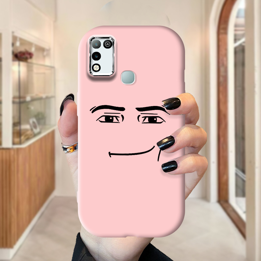 Infinix Hot 10 Play 11 Play New Original Expression Cartoon Design Silver Edge Lens Fatty Soft Liqui