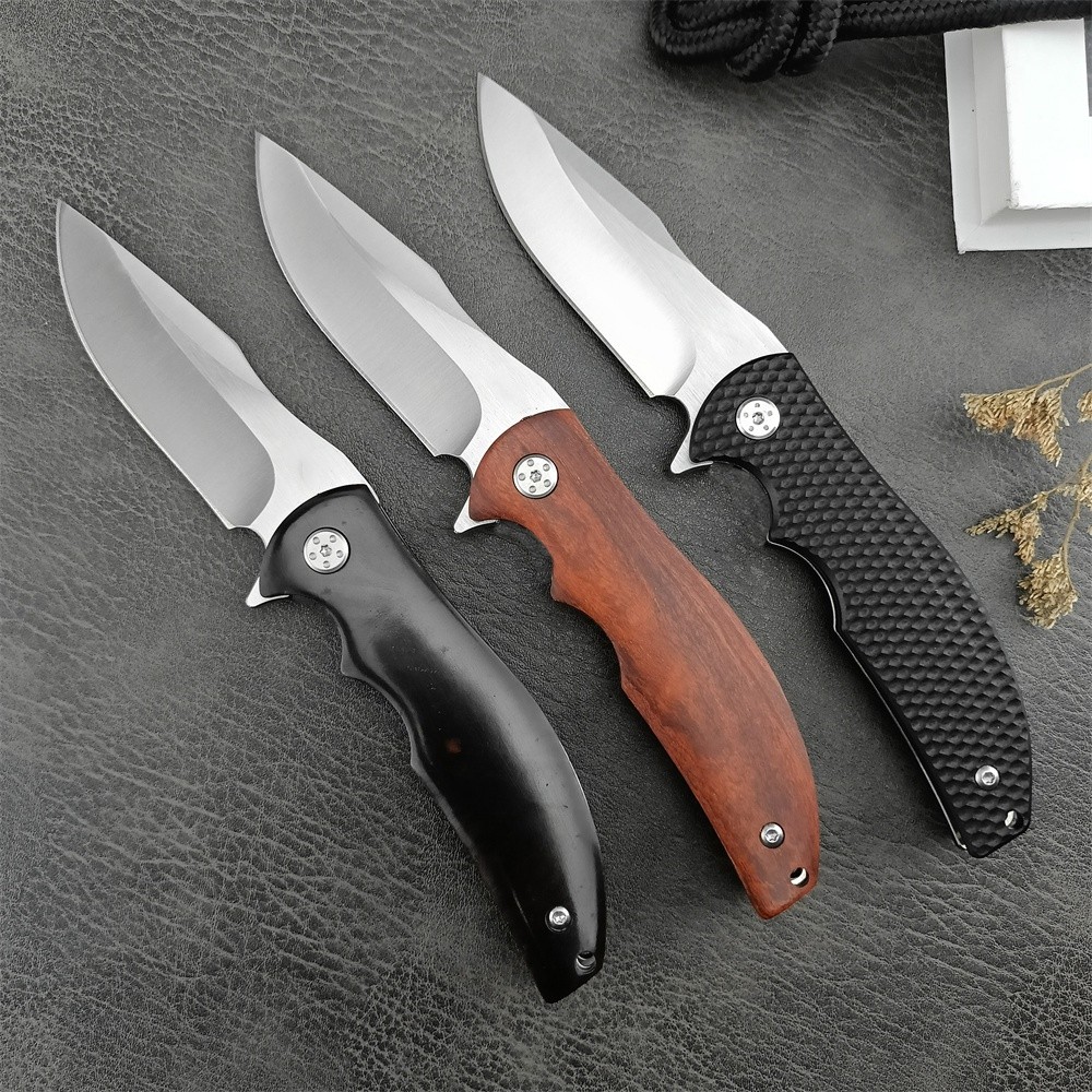 Tactical 0606 Ball Bearing Flipper Folding Knife 9cr18mov Blade Wooden/G10 Handles Pocket Camping Kn