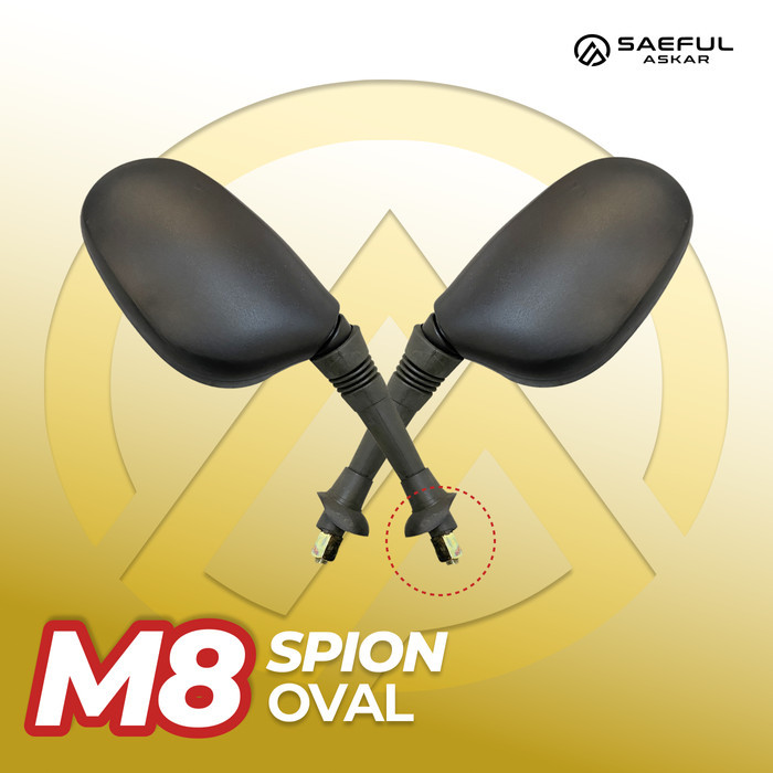 TERLARIS - Kaca spion sepeda listrik bulat - sparepart sepeda listrik bekasi - Oval M8 Doff