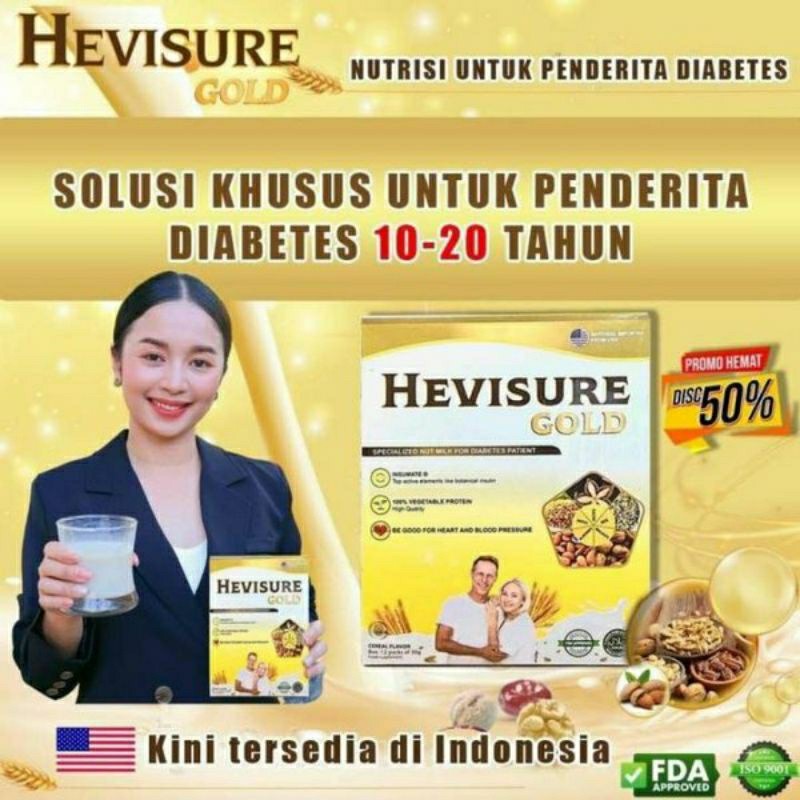 

Paket Exclusive 2Box Hevisure Gold Original Susu Diabetes Kencing Manis Kadar Gula 100% No Sugar