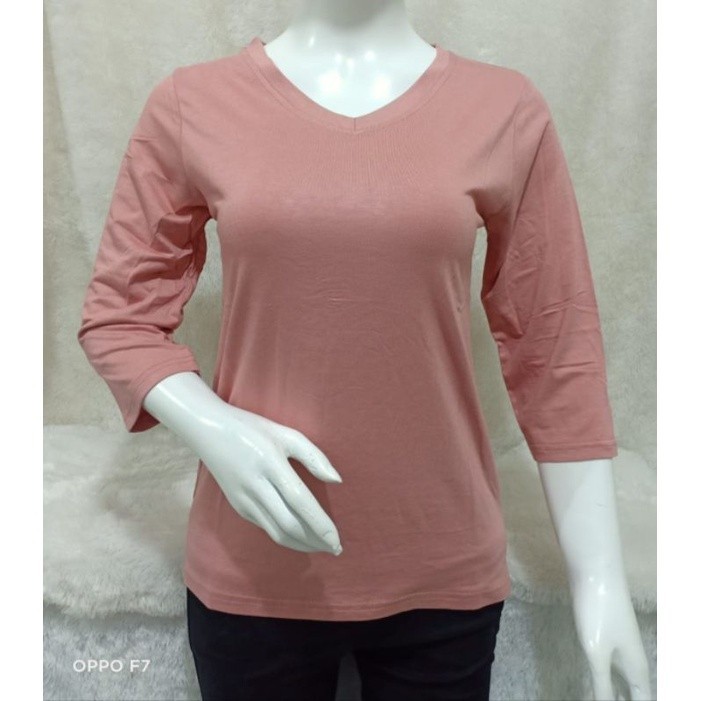 [HOT NEW]  KAOS WANITA KAOS POLOS ATASAN WANITA KAOS V NECK LENGAN 3/4 KAOS LENGAN 7/8 KAOS CEWEK