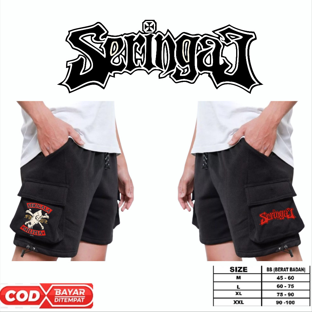 celana kargo pendek METAL SERINGAI original distro | celana kargo bahan band SERINGAI terbaru origin
