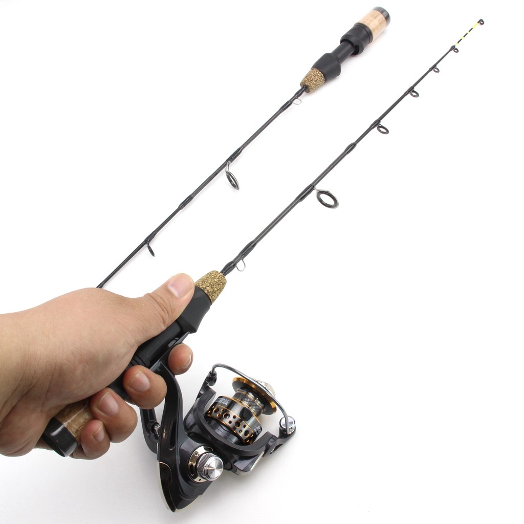 Promotion 60cm 2 Tips Rod Reel Combos Winter Ice Fishing Rod Fishing Reel set Rod Pole Tackle Carbon