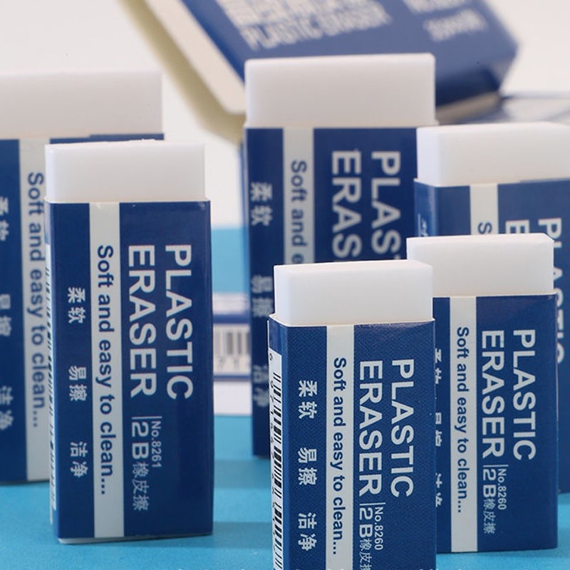 

10Pcs 2B White PVC Eraser Clean and Mess Free Student Exam Office Sketch Soft Eraser