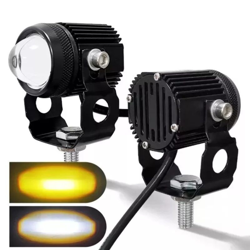 ( GRATIS ONGKIR ) LAMPU TEMBAK MINI DRIVING D2 LASER PUTIH-KUNING PLUS KIPAS ANTI AIR 12 VOLT - 24 V