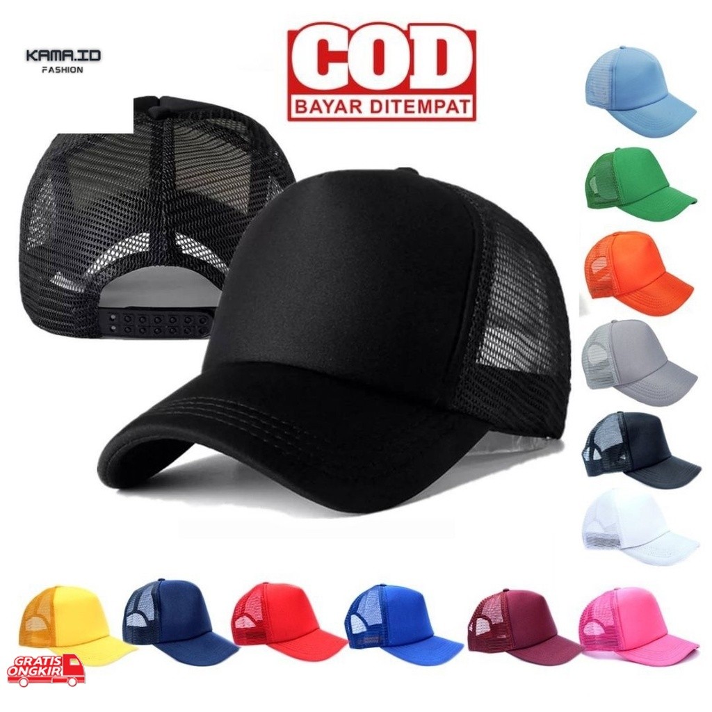 Topi Terkini / TOPI POLOS JARING TRUCKER DEWASA PRIA WANITA