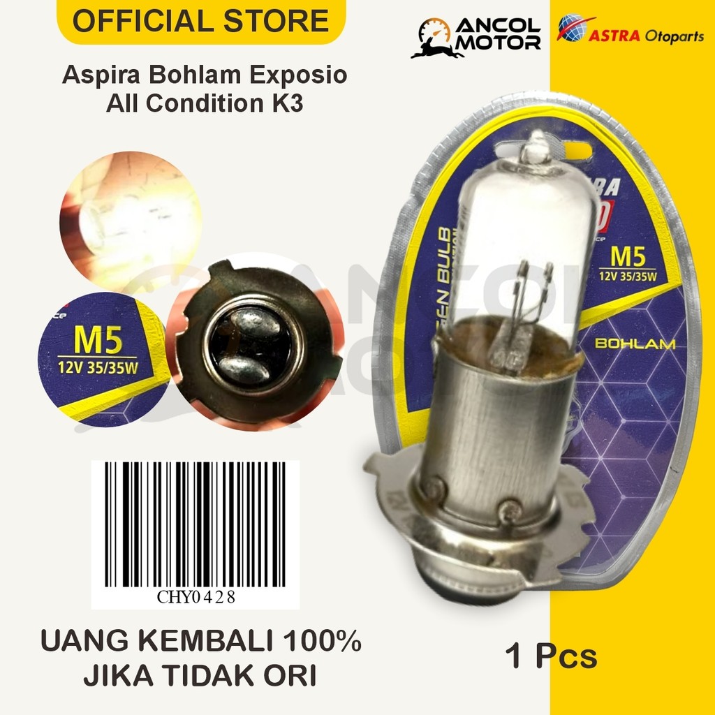 Aspira Exposio Bohlam Halogen M5 H6 Kaki 3 12V 35W Lampu Depan Motor Universal