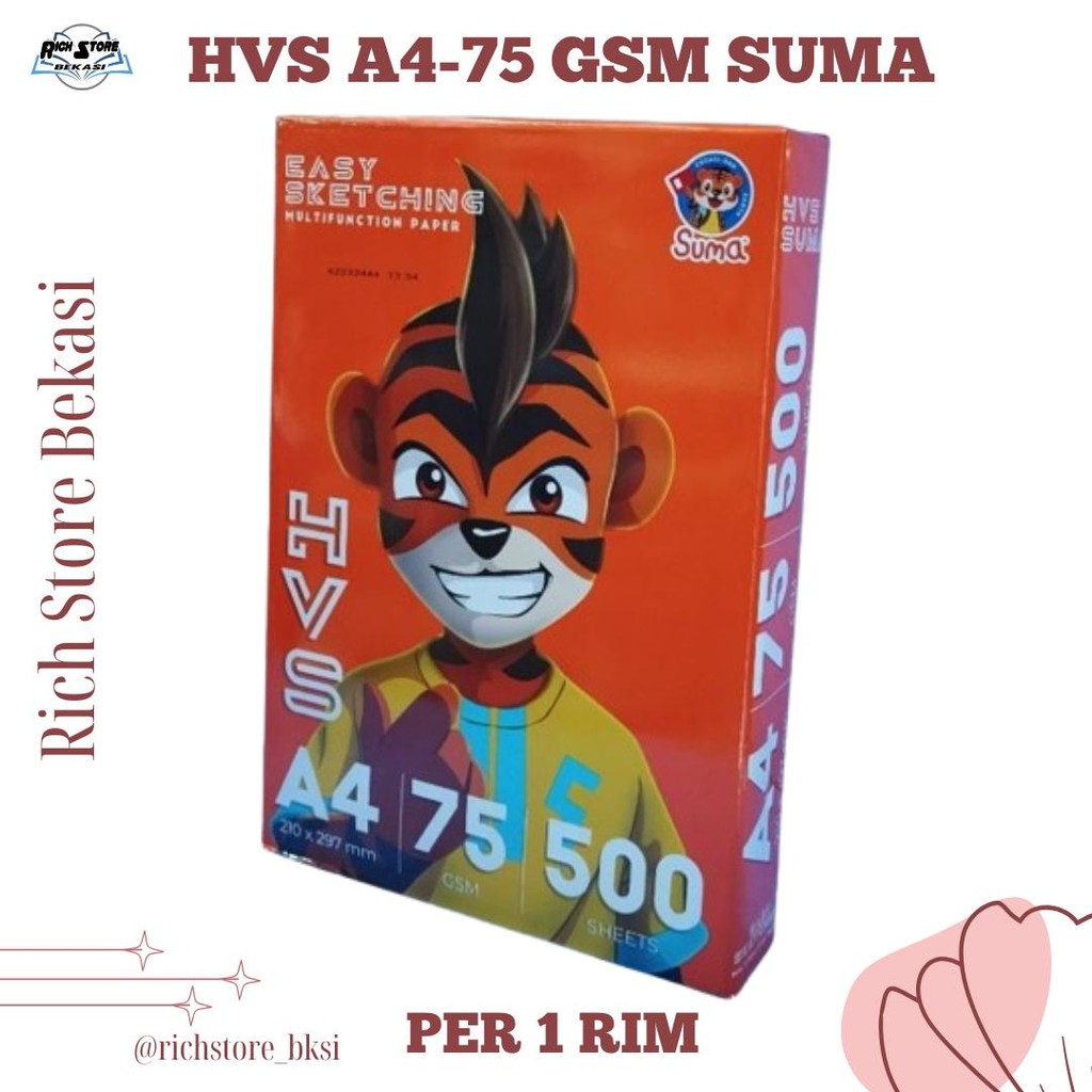 

KERTAS HVS MERK SUMA A4 75GSM 500 SHEETS BERKUALITAS COCOK UNTUK FOTOCOPY DAN KANTOR