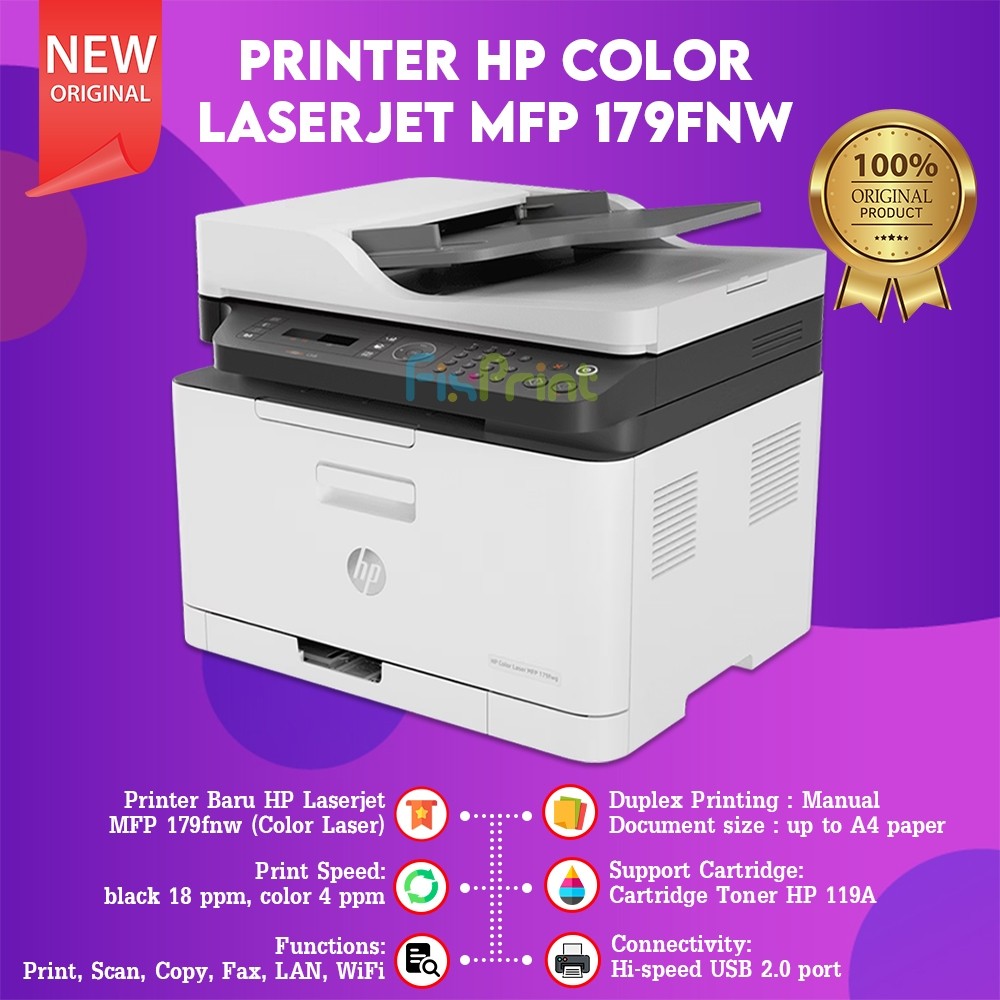 FixPrint Printer HP Color Laserjet MFP 179fnw M179FNW All in One Wireless ADF LAN FAX
