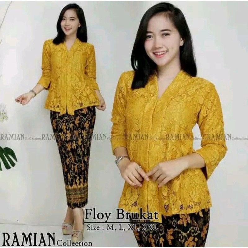 Setelan kebaya jumbo LD 130 / Kebaya kartini floy brokat polos/ atasan kebaya brokat / kebaya floy p