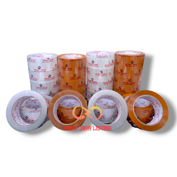 

HOKI TAPE Lakban Isolasi Coklat Bening Kuning Clear 45 x 90m 48mm x 90m Full Termurah
