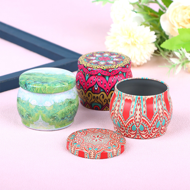 

Vintage Candle Tin Can Candy Cookie Storage Box Dry Spice Storage Jar Suitable DIY Candle Cosmetic Ointment Making Christmas