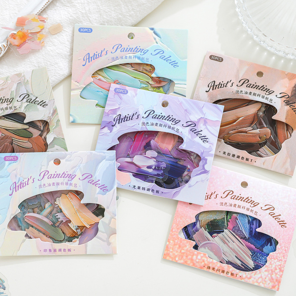 

30pcs/1lot Kawaii Scrapbook Sticker Artist's Palette Junk Journaling Diary Decorative Mobile Stickers Scrapbooking Stickers