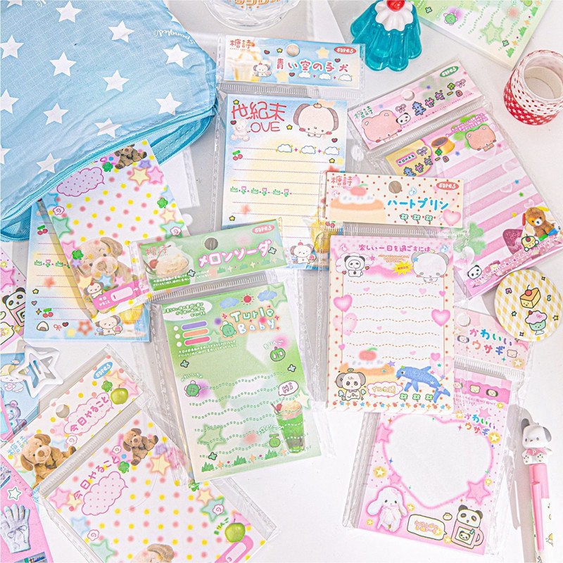 

50 Sheets Cute Japanese Retro Memo Pads Kawaii Message Paper Journal DIY Base Material Non Sticky Notes School Stationery