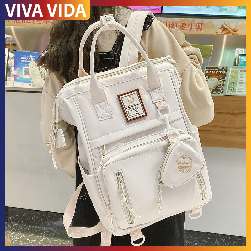 Tas Sekolah Anak Perempuan Portabel Sederhana Perguruan Tinggi Berkapasitas Besar Tas Ransel Wanita 
