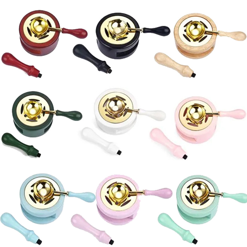 

3PCS Wax Seal Stamp Set Wax Seal Set Retro Wood Handle Furnace Wax Spoon Seal Waxs Lacquer Stove Pot Decorative Craft Gift SB002