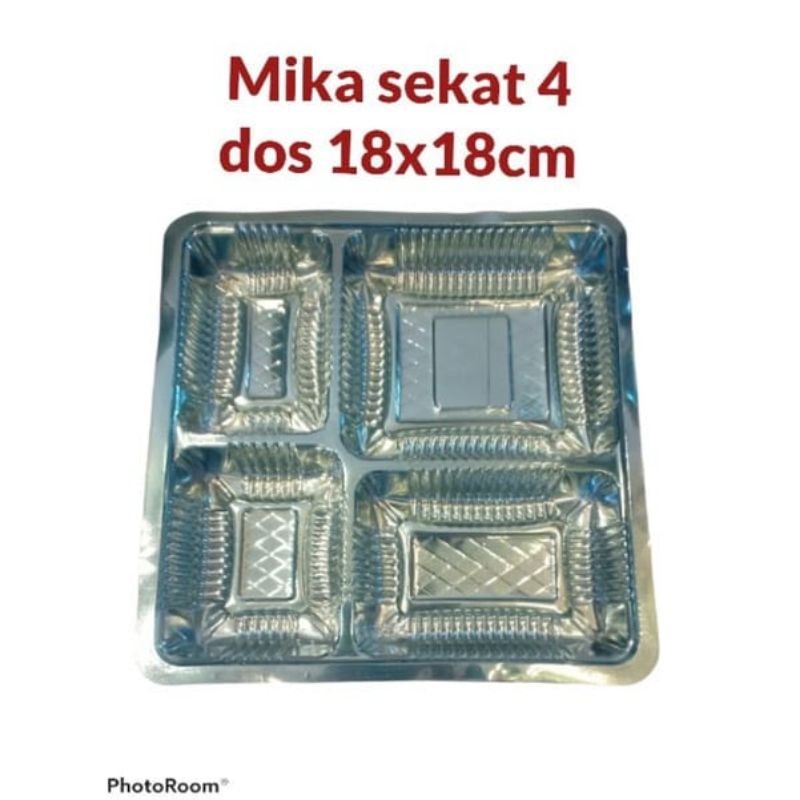 PROMOO MURAH  Mika Sekat 4 Nasi Box 18 isi 100pcs / Nasi Kotak Ukuran 18x18 { USAHA-KECIL }