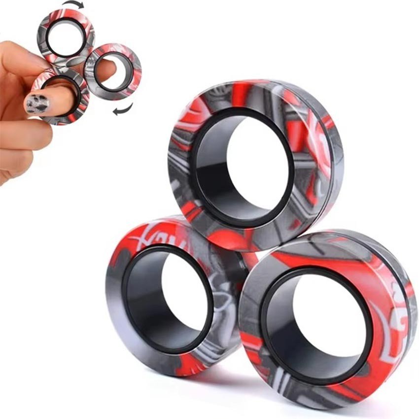 3Pcs Mainan Anak Magnetic Fidget Spinner Magnet Ring Children Toy / Finger Fidget Spinner Ring