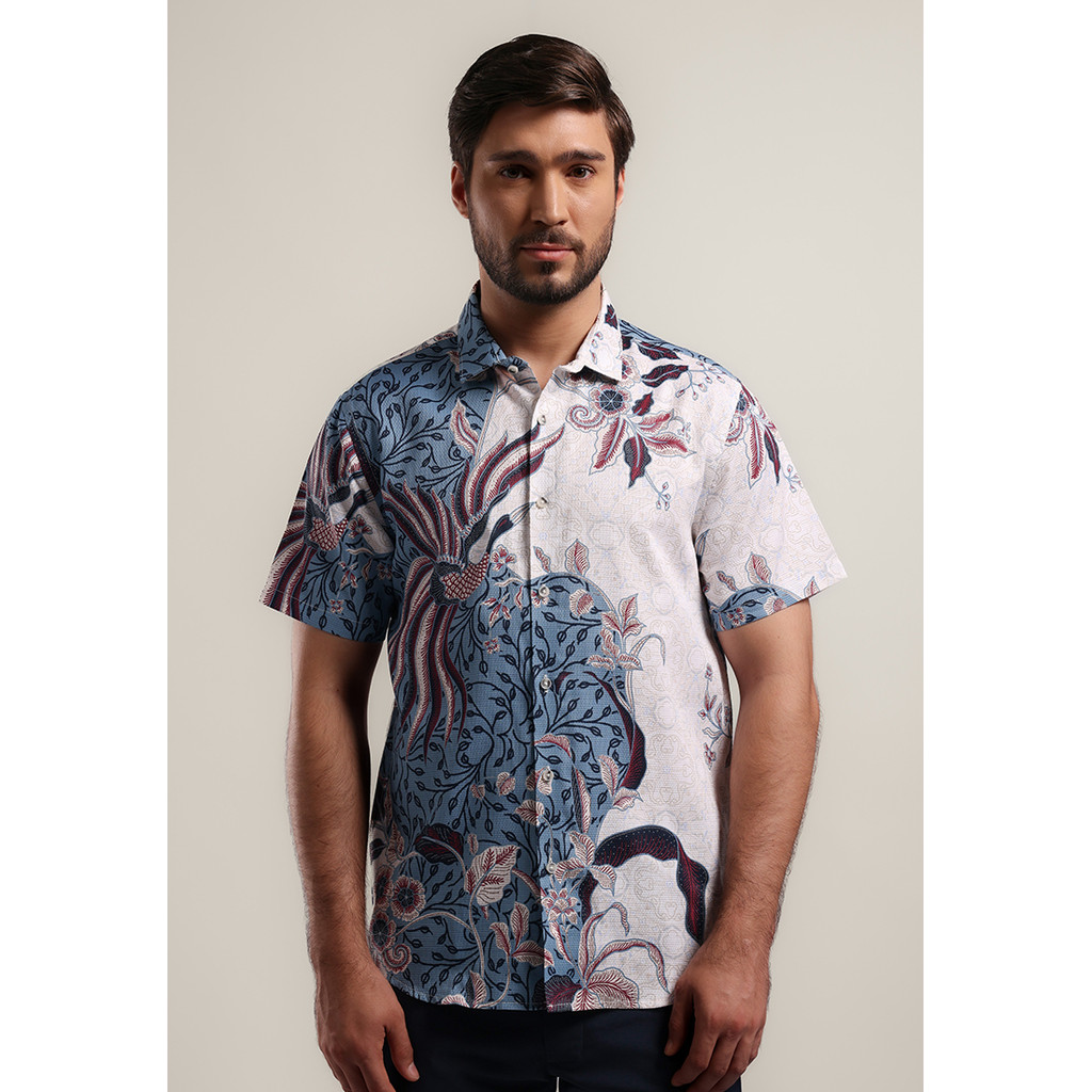 MOC - Kemeja Batik Pria Lengan Pendek Wiras - Blue