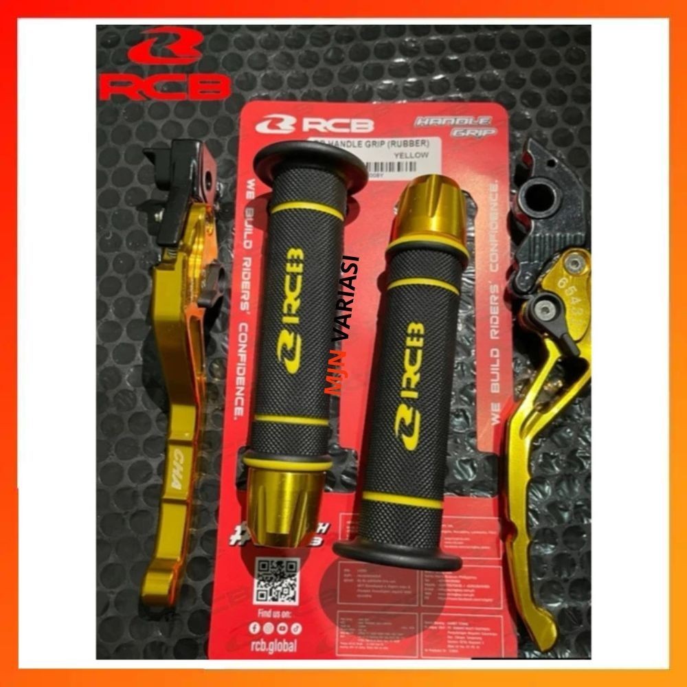 Handgrip RCB Original HG55 + Jalu Stang CNC + Handle Rem Stelan CNC  Handgrip Motor Nmax Aerox  Moto