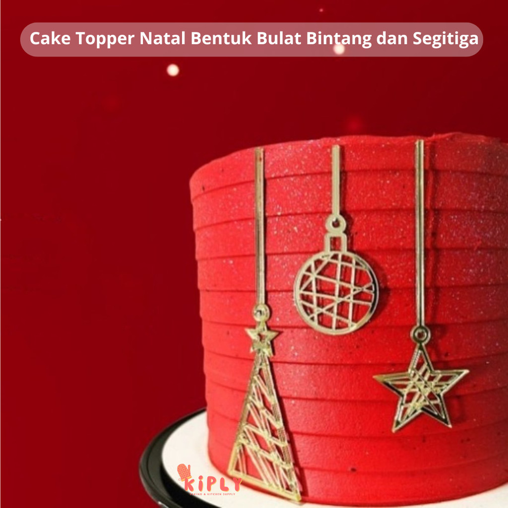 

Cake Topper Natal Bentuk Bulat Bintang dan Segitiga/Topper Dekorasi Merry Christmas