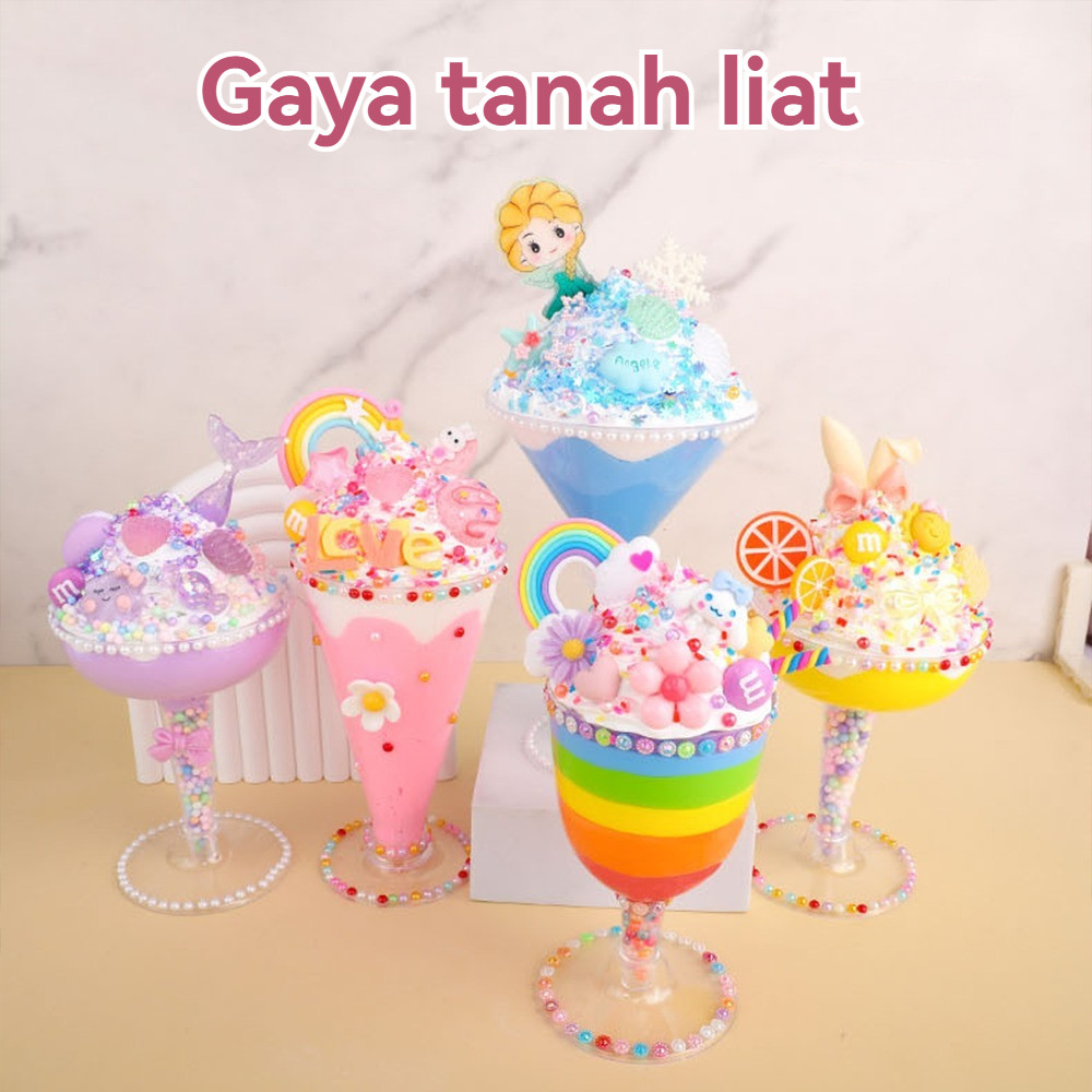 Anak Edukasi Mainan Simulasi New Diy Icecream Clay Kit Penutup Cangkir Es Krim Makanan Cangkir