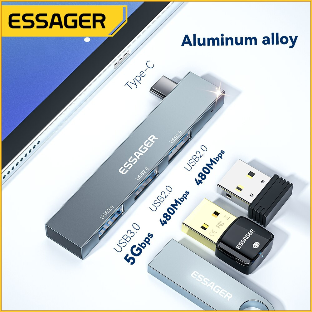 Fstore26 ESSAGER USB Hub Type C Adapter 3in1 USB 3.0 USB 2.0 5Gbps - EHBC03-FY0G-P
