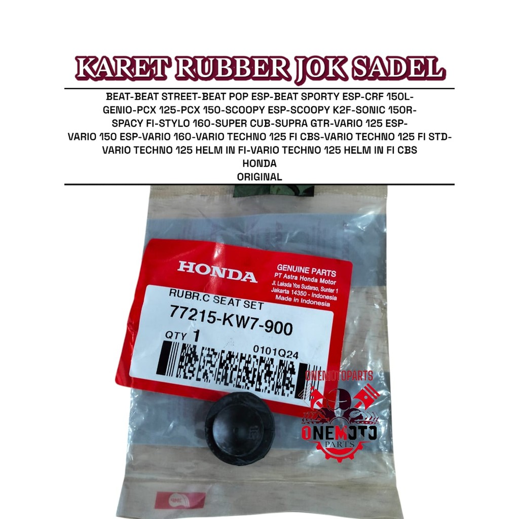 KARET RUBBER JOK SADEL BEAT CRF 150 GENIO PCX SCOOPY SPACY STYLO VARIO HONDA 77215-KW7-900 ORIGINAL