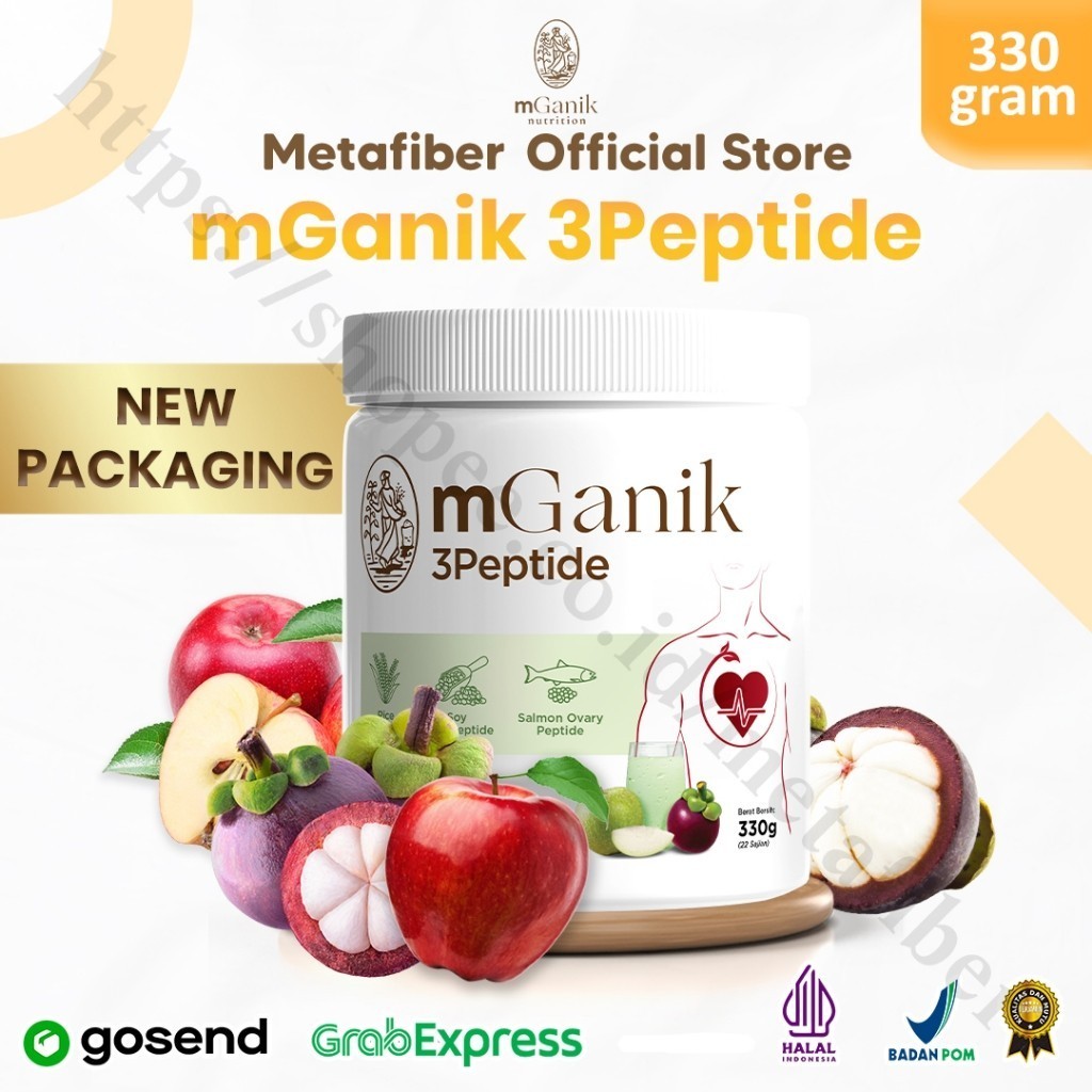 

M Ganic Metafiber Original - Suplemen Hipertensi 3Peptide Apel Manggis 330gr Official Store