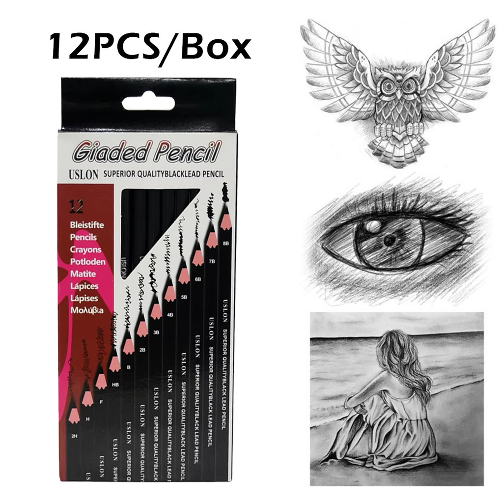 

[12pcs/set] Pencil Gambar Art Paiting Menggambar 2H-8B Charcoal Sketch Pencil Dng Untuk Keperluan Sekolah Pencil Gambar