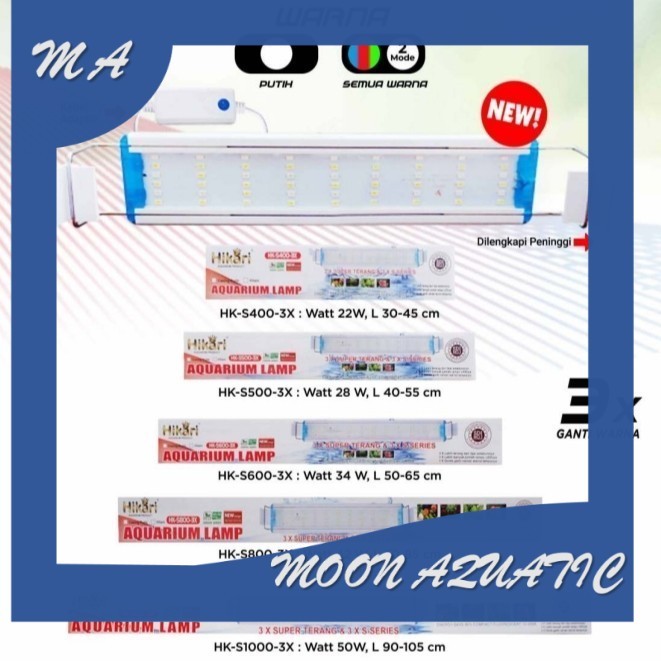 Lampu gantung aquarium series 3 x mode 6 rows LED HIKARI HK S 400 500 600 800 1000 3 X MODE untuk ak