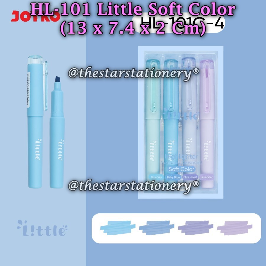 

(1 Set/4 Pcs) GROSIR Highlighter Set JOYKO HL-101C-4 Little / Highlighter Joyko HL-101 Soft Color