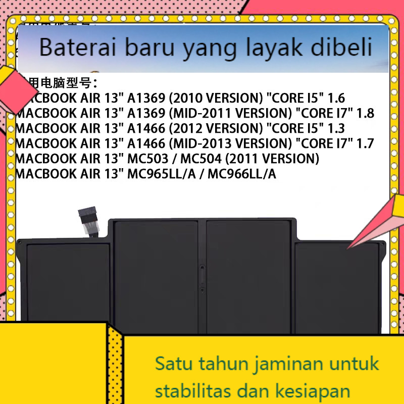 Laptop Apple baru MacBook Air 13 inci A1369 A1466 baterai komputer A1405A1496