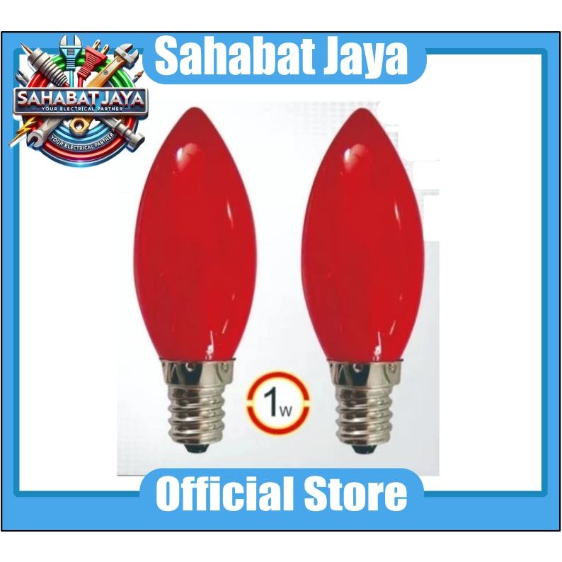 Bola Lampu Sembahyang Led Warna Merah / Bola Cabe Led Merah 1 Watt Fitting e 14